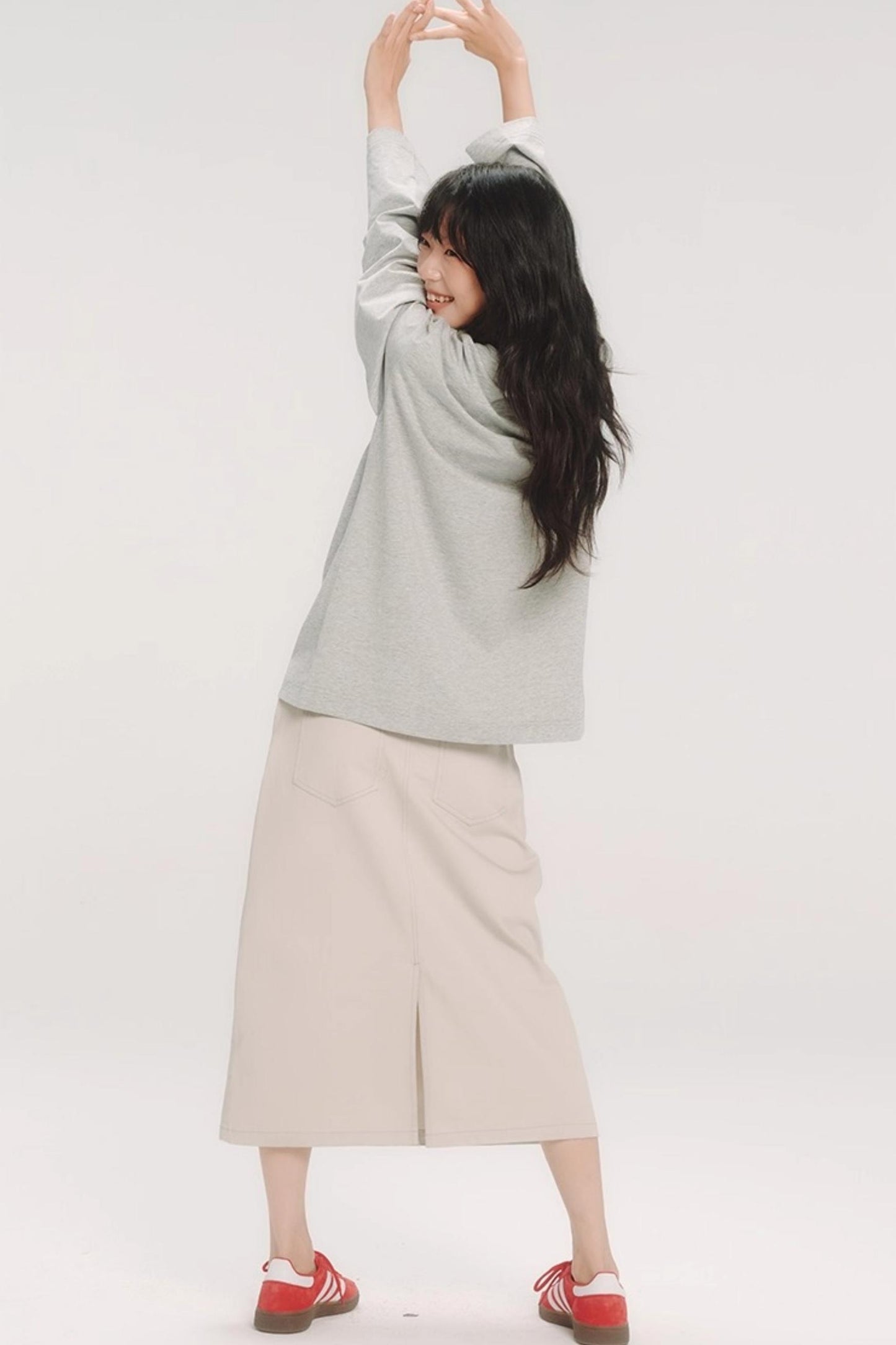 Red Cherry Embroidered Midi Skirt