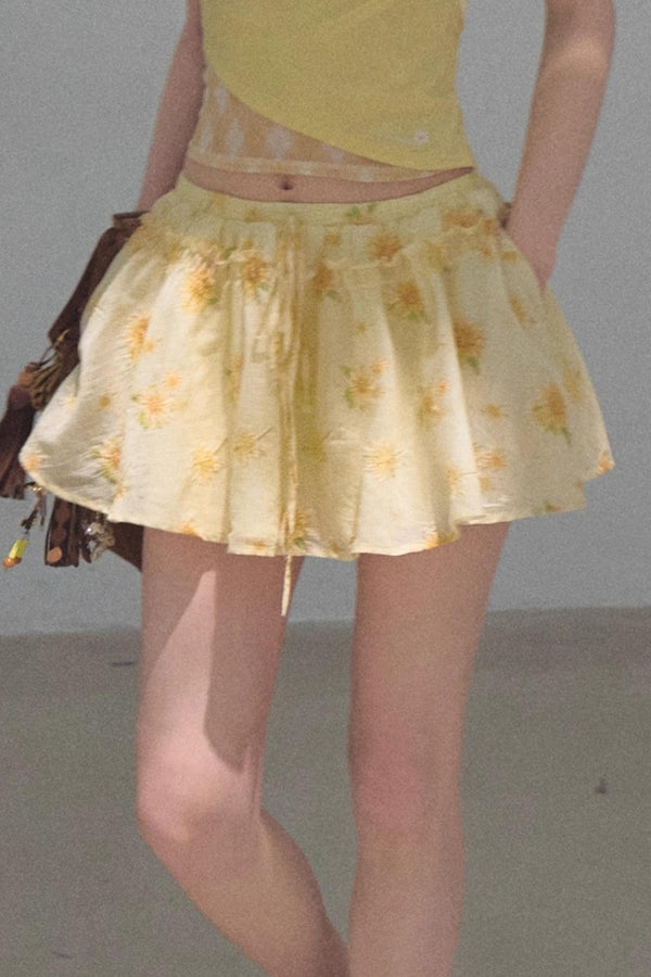 Embroidered Lyocell Puffy A-Line Skirt