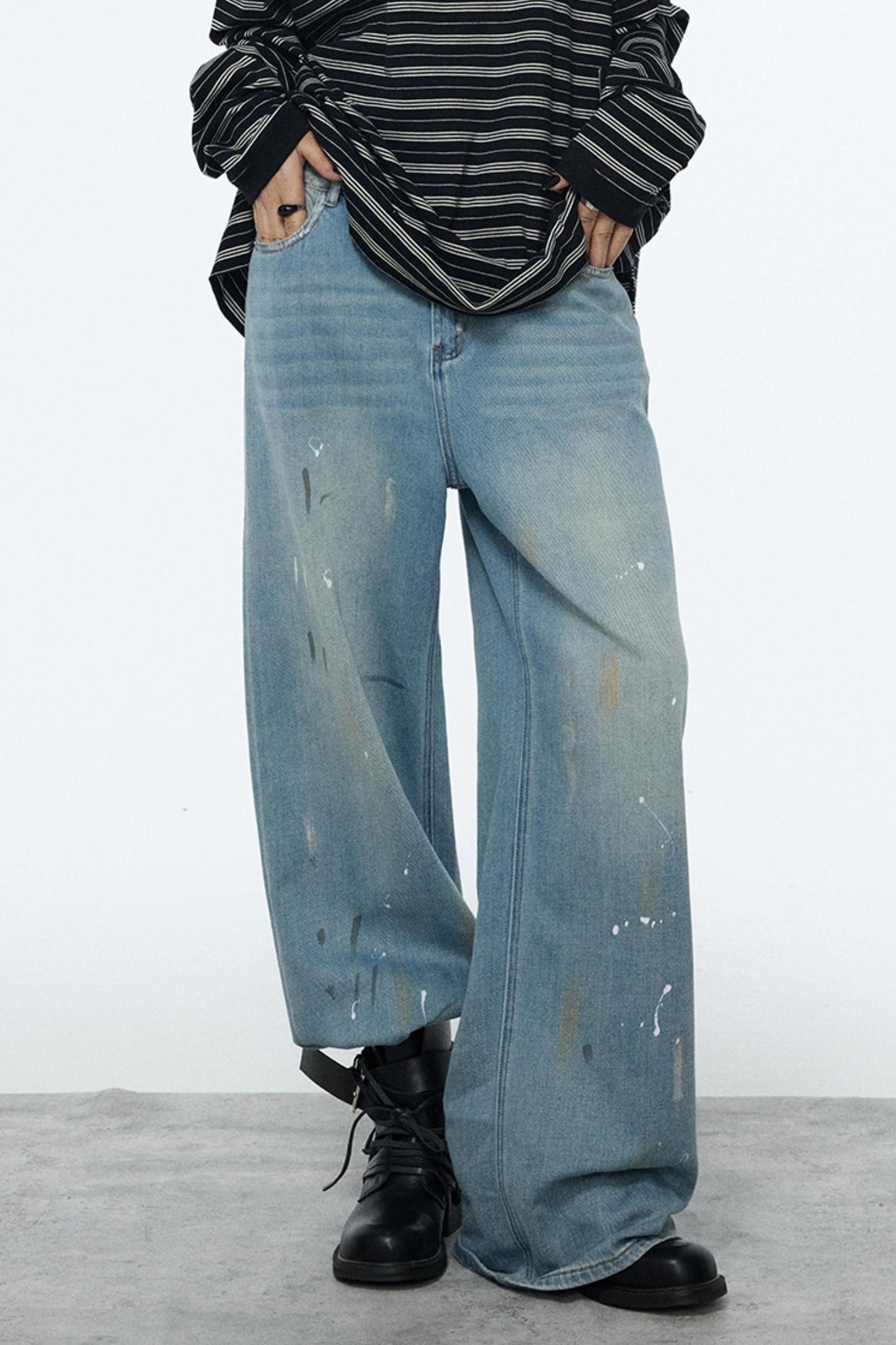 Splash-Ink Vintage Denim Pants