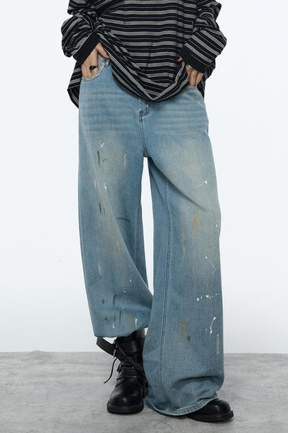 Splash-Ink Vintage Denim Pants