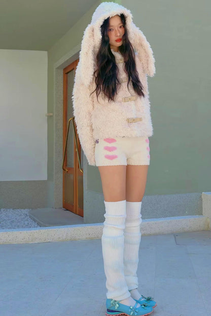 Studded Bow Faux Fur Coat