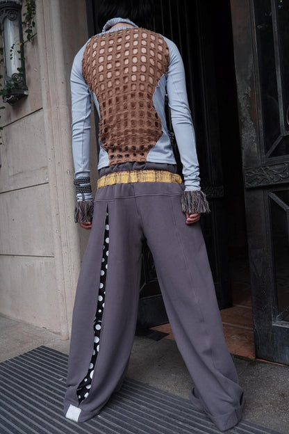 Multi-Waisted Polka Dot Wide-Leg Pants