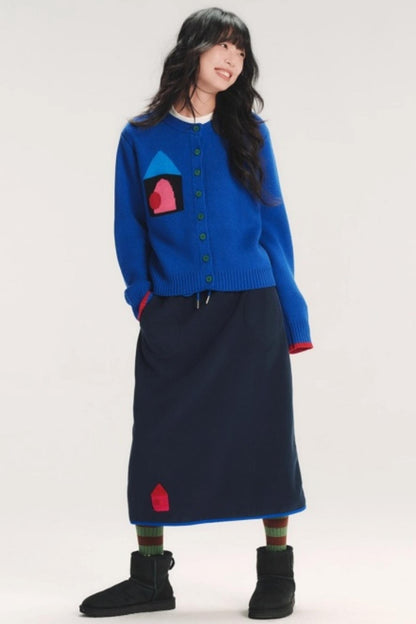 Embroidered Color-Block Skirt