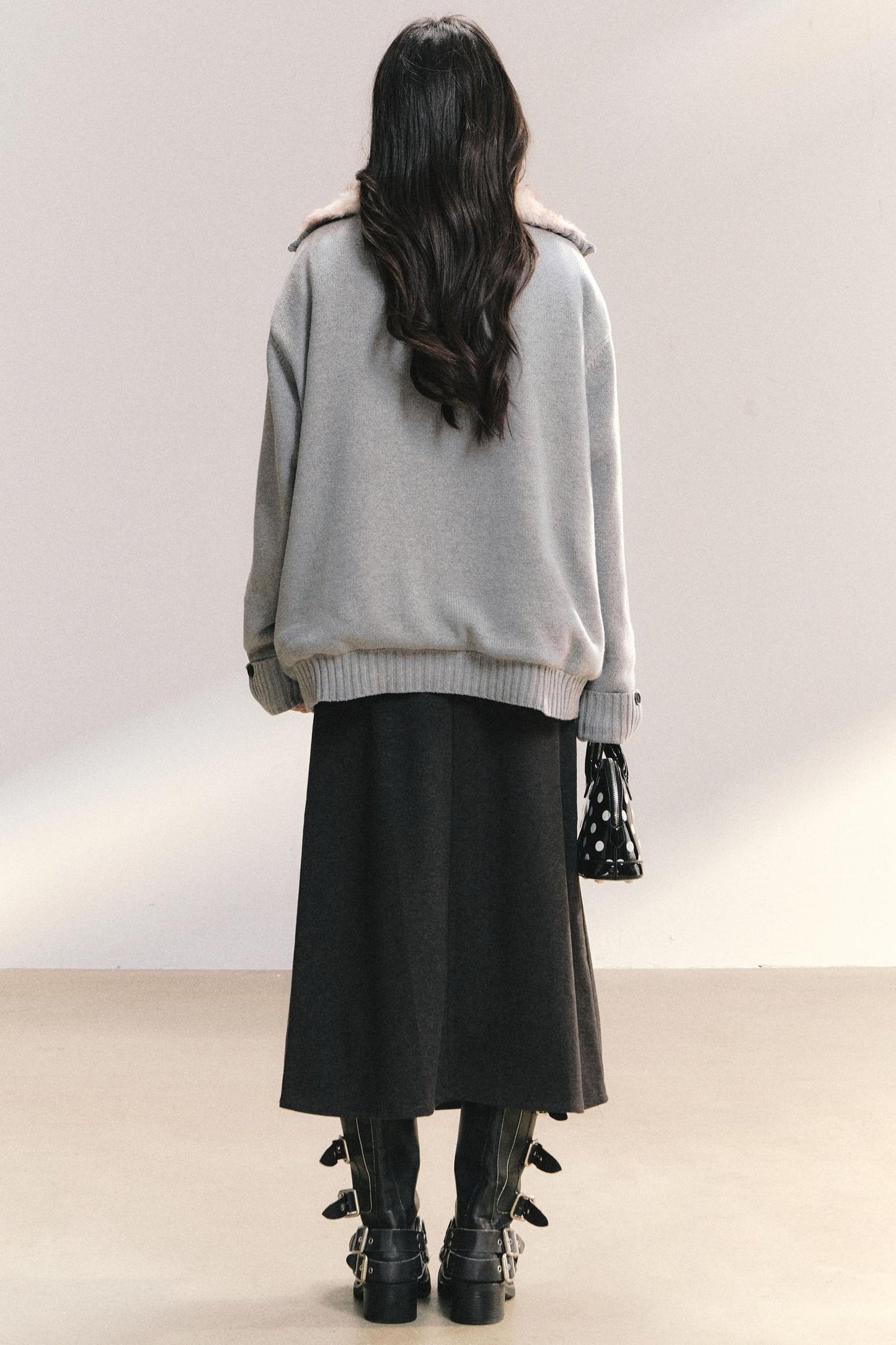 Plaid Patchwork Knit Cardigan