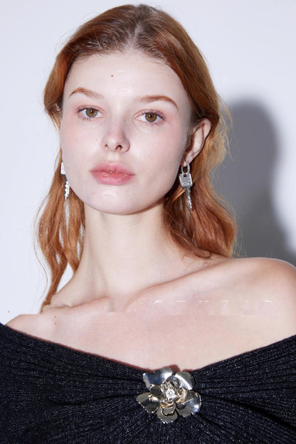 Luxury Gold Designer Key Earrings