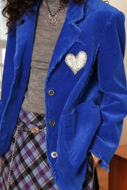 Heart Embroidered Royal Blazer
