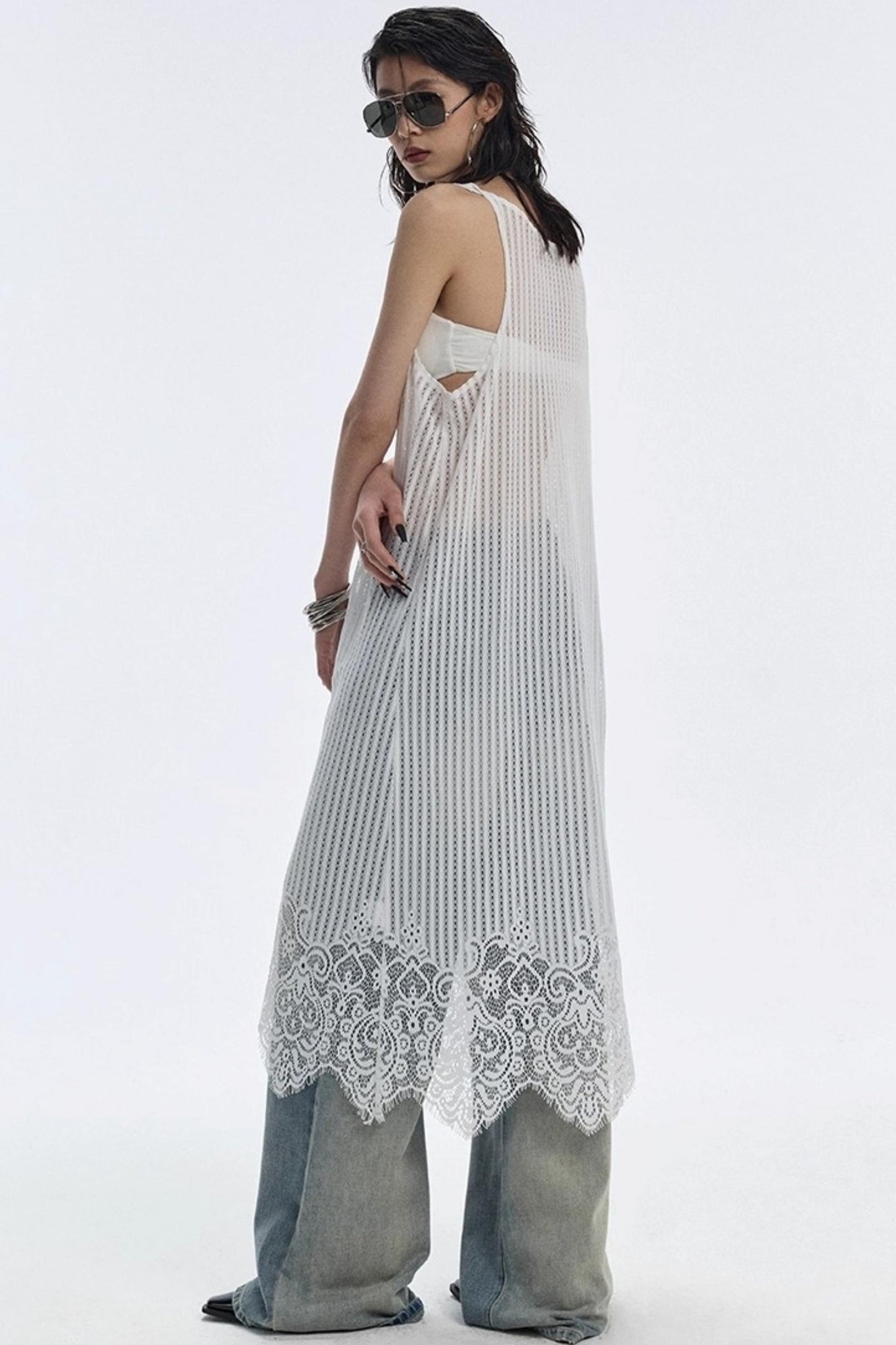 Lace Hem Layered Dress