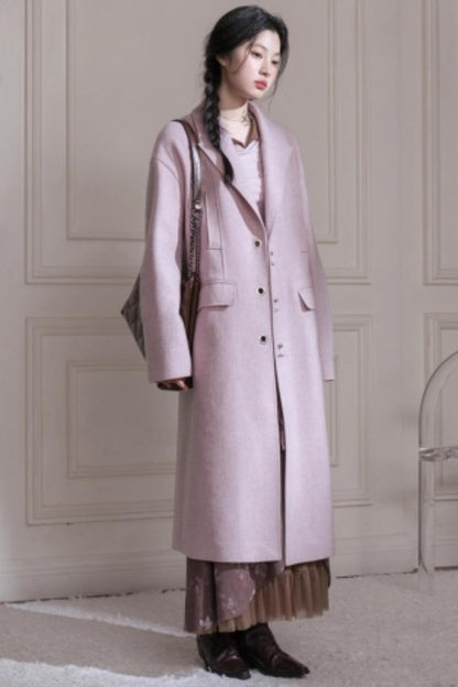 Teaberry Herringbone Tweed Coat