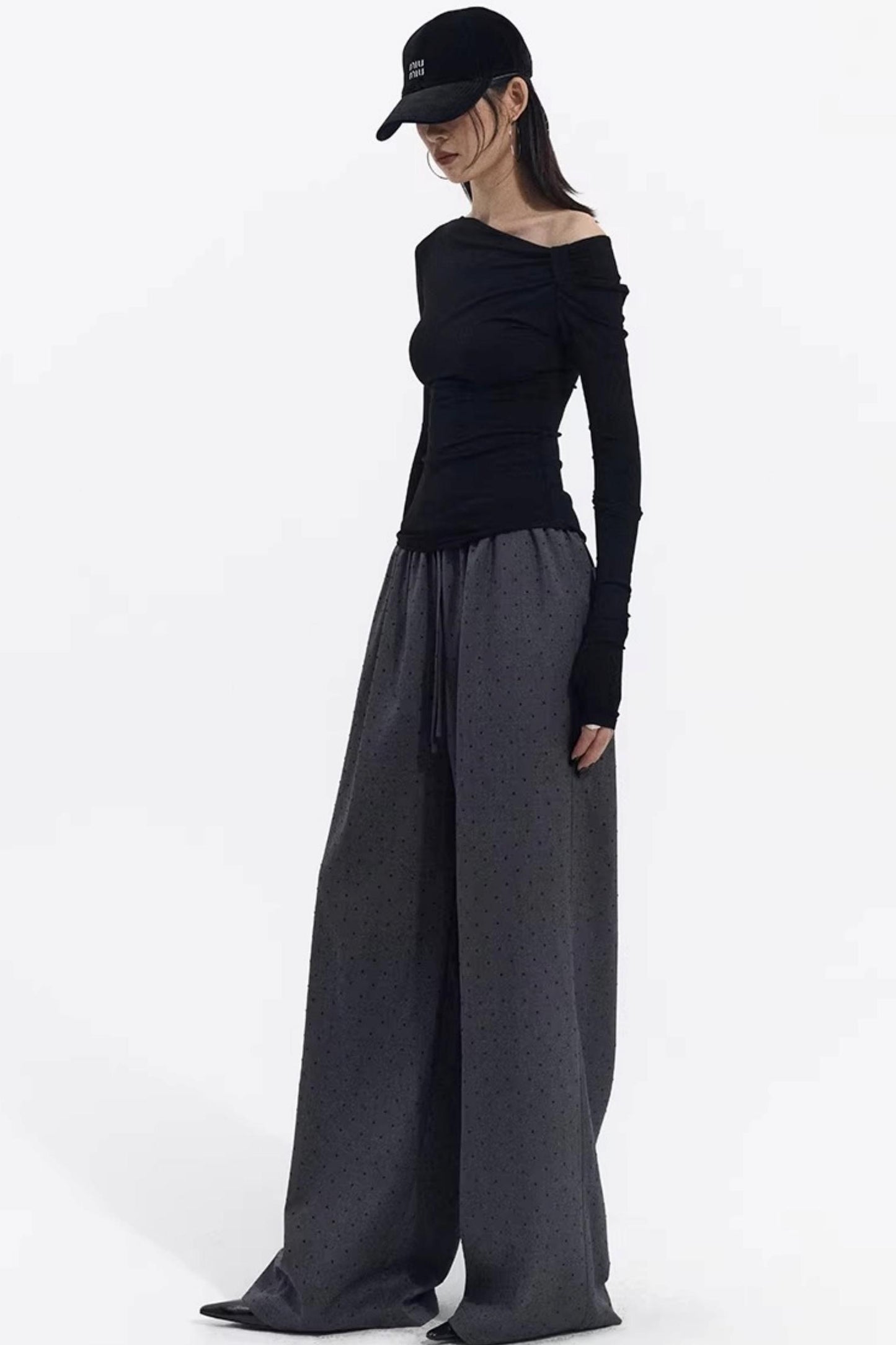 Retro Gray-Red Polka Dot Trousers