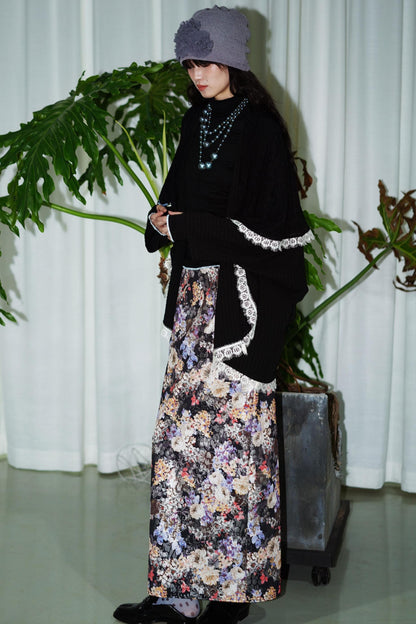 Gold Floral Pleated Skirt