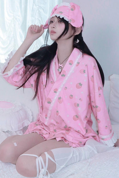 Soft Strawberry Star Pajamas Set-Up