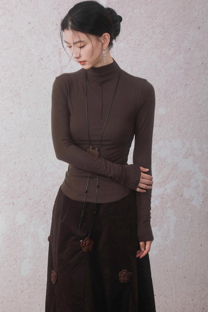 Autumn Warm Semi-Turtleneck T-shirt