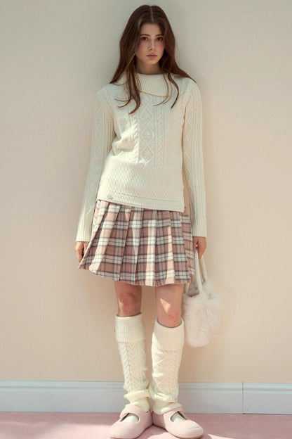 Pink Plaid Wool Skirt