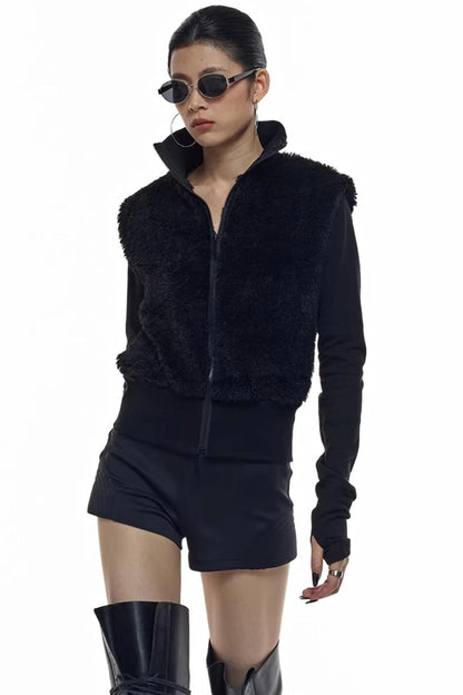 Patchwork-Pelzweste-Jacke