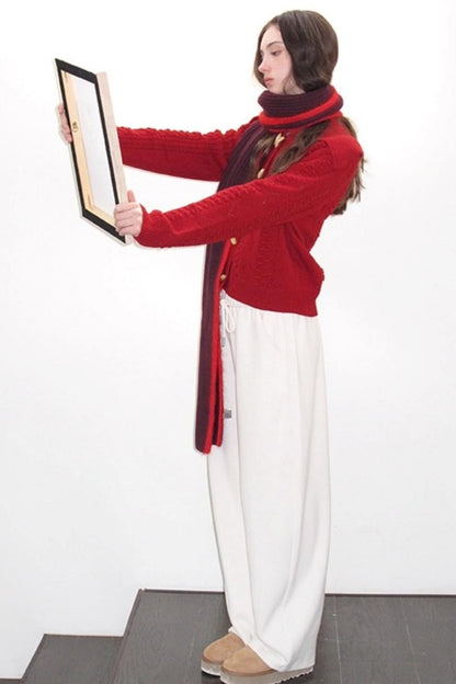 Fleece Mist Elastic Waist Knit Pants