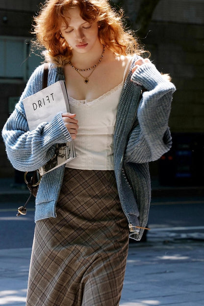 Fur Collar Cable Knit Cardigan