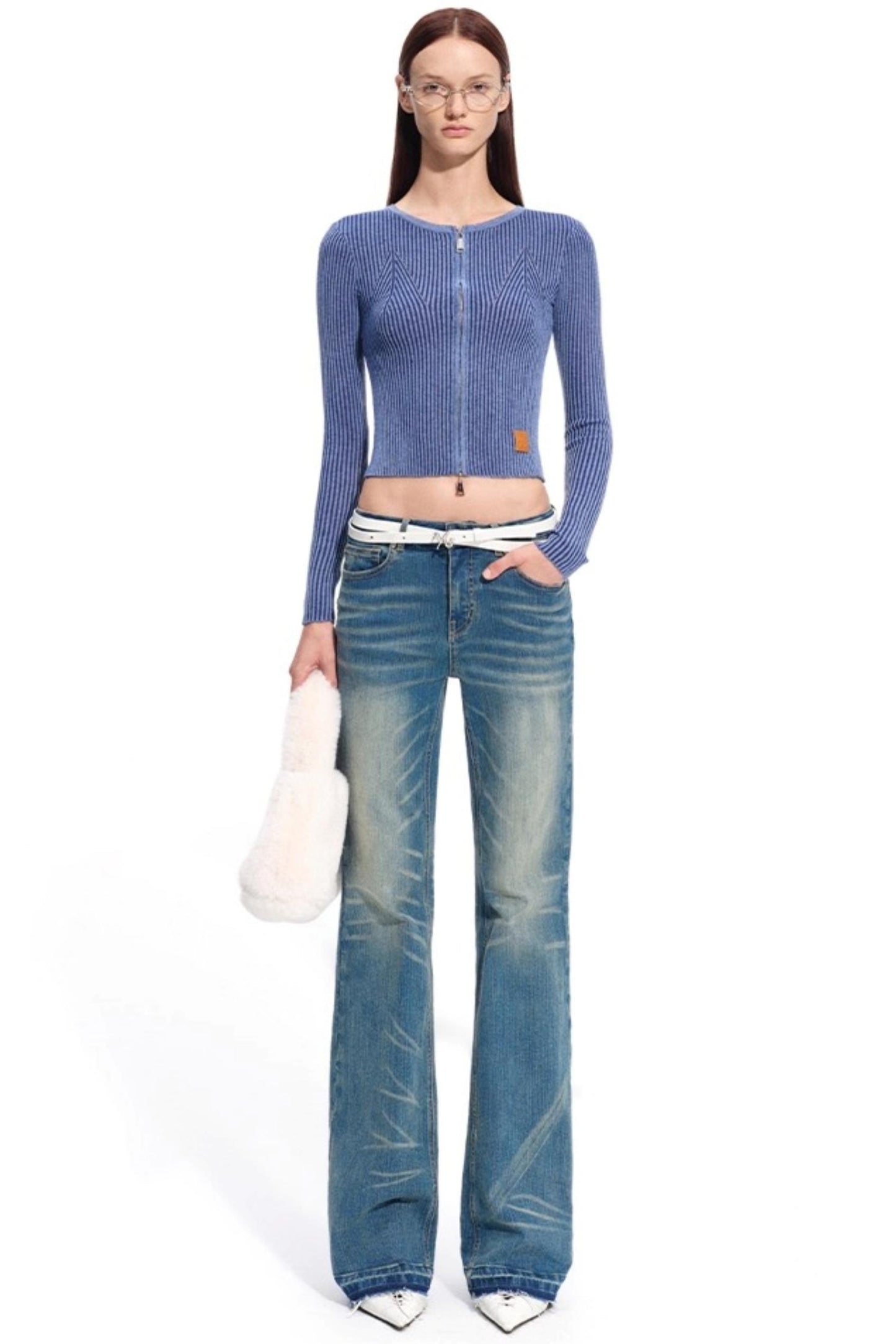 Wool Cropped Crew Neck Cardigan