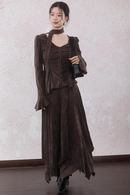 Winter Velvet Top Skirt Set-Up