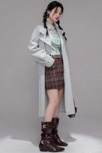 Two Collared Leather Trench Coat