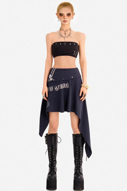 American Retro Irregular Hem Skirt