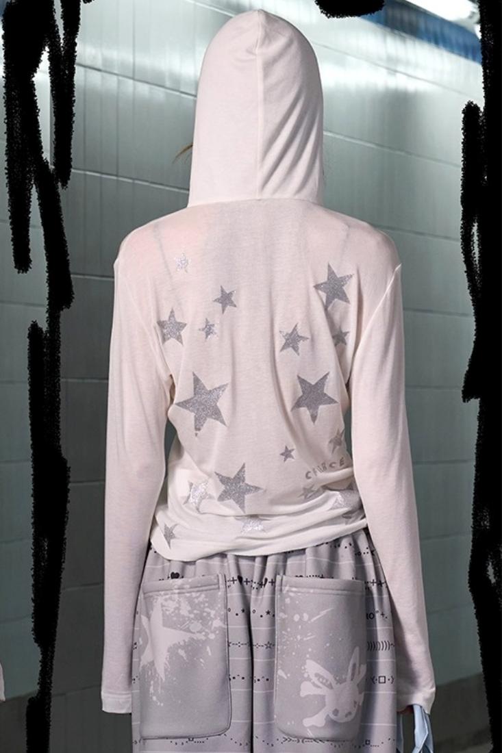 Pentagram Print Long-Sleeved Top