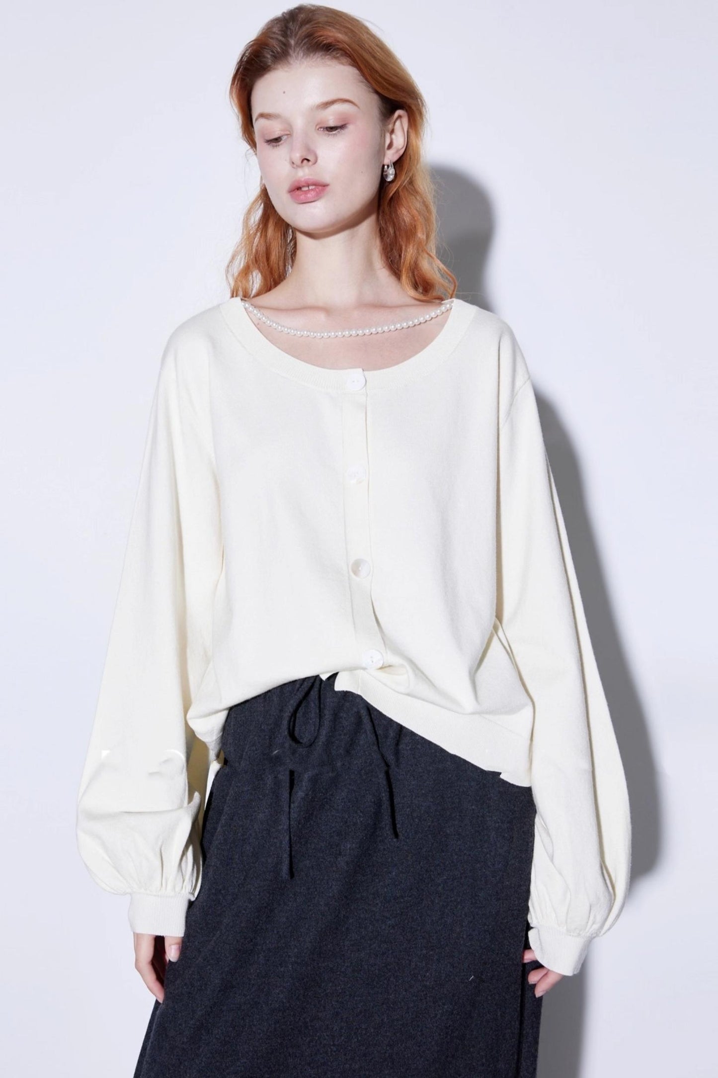 Custom Pearl Silk Cardigan