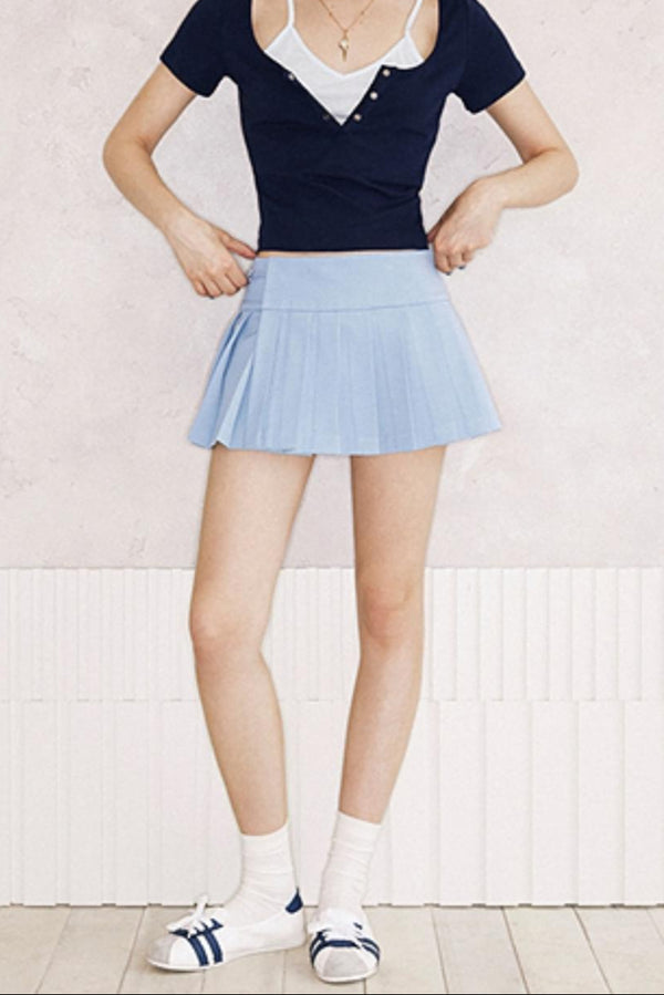 Blue A-line Mini Skirt