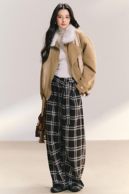 Large Fur Collar Denim Jacket