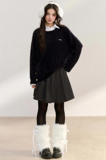 Metal Button Knit Pullover Top