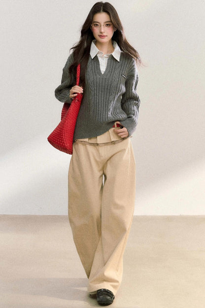 Skirt Curtain High-Waisted Loose Pants