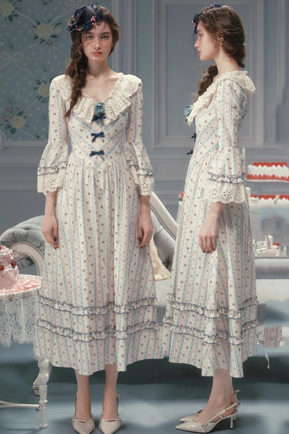 Versailles French Rustic Striped Dress