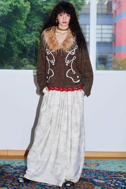 Retro Lace Knitted Cardigan