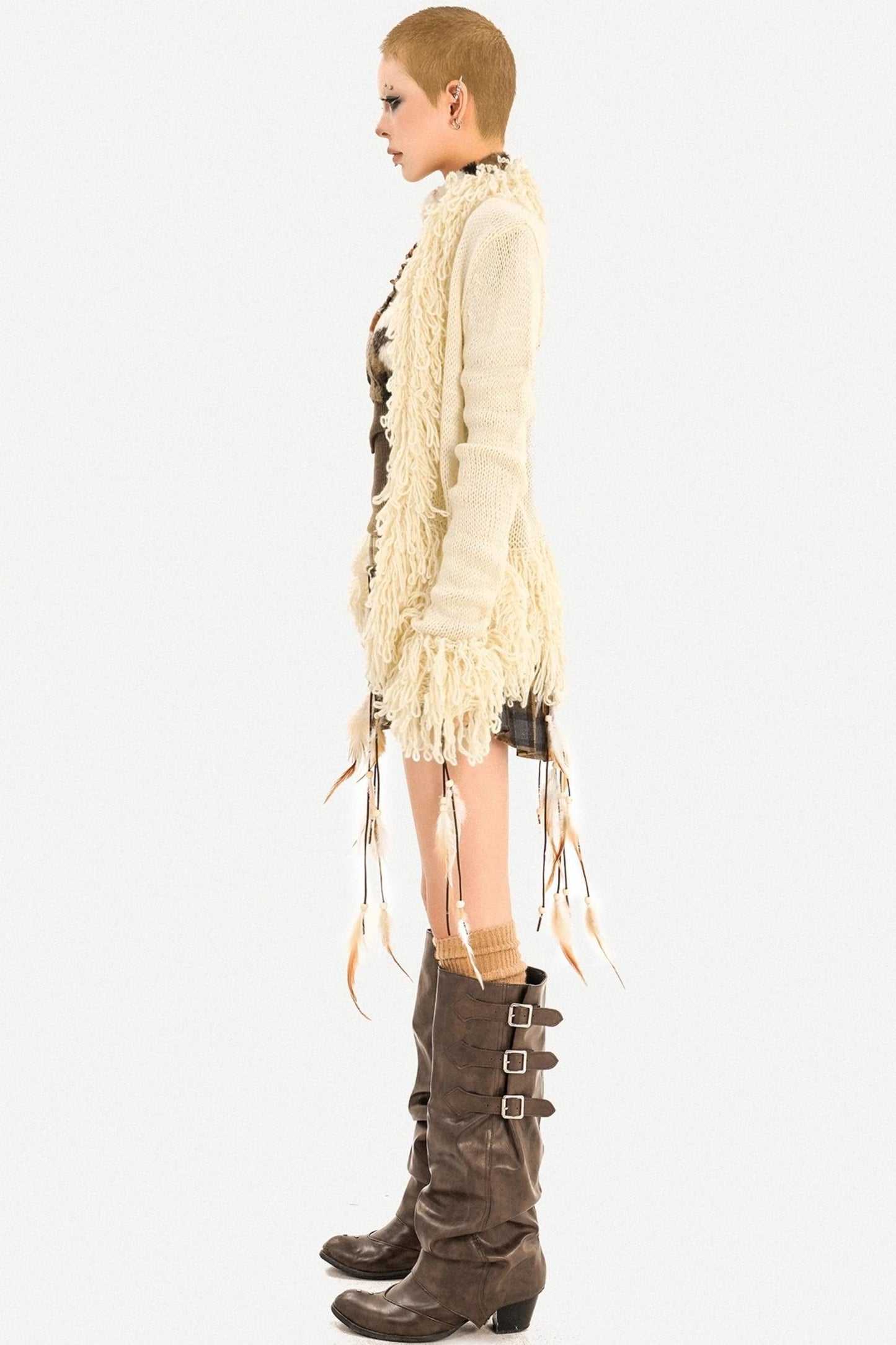 Vintage Fringed Knit Jacket