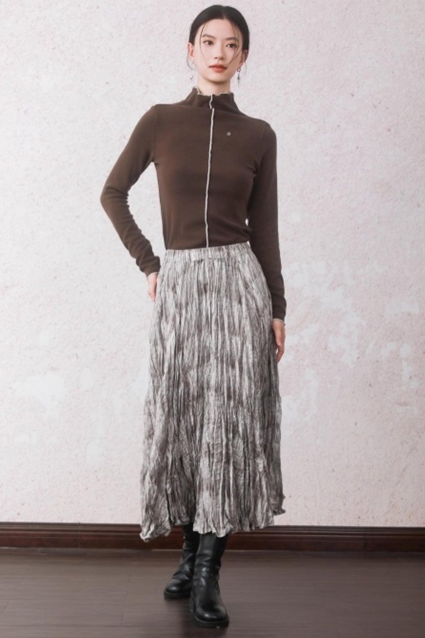 Cocoa Brown Half-Turtleneck Top