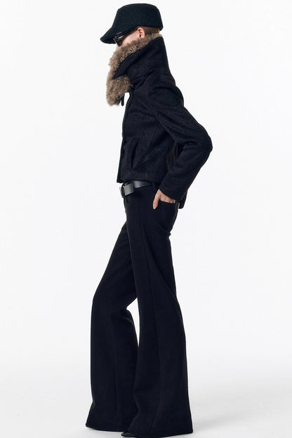 Detachable Fur Wool Coat