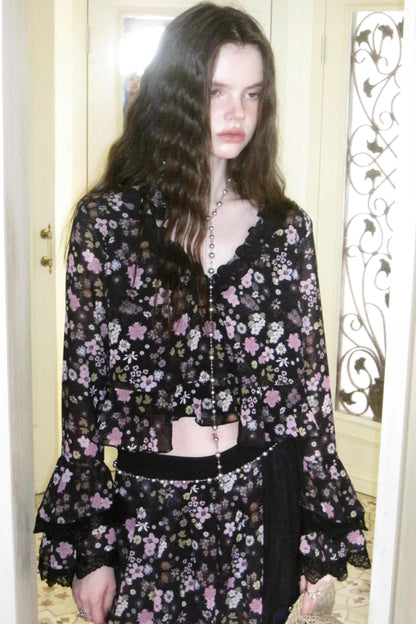 Dark Night Floral Shirt Set-Up