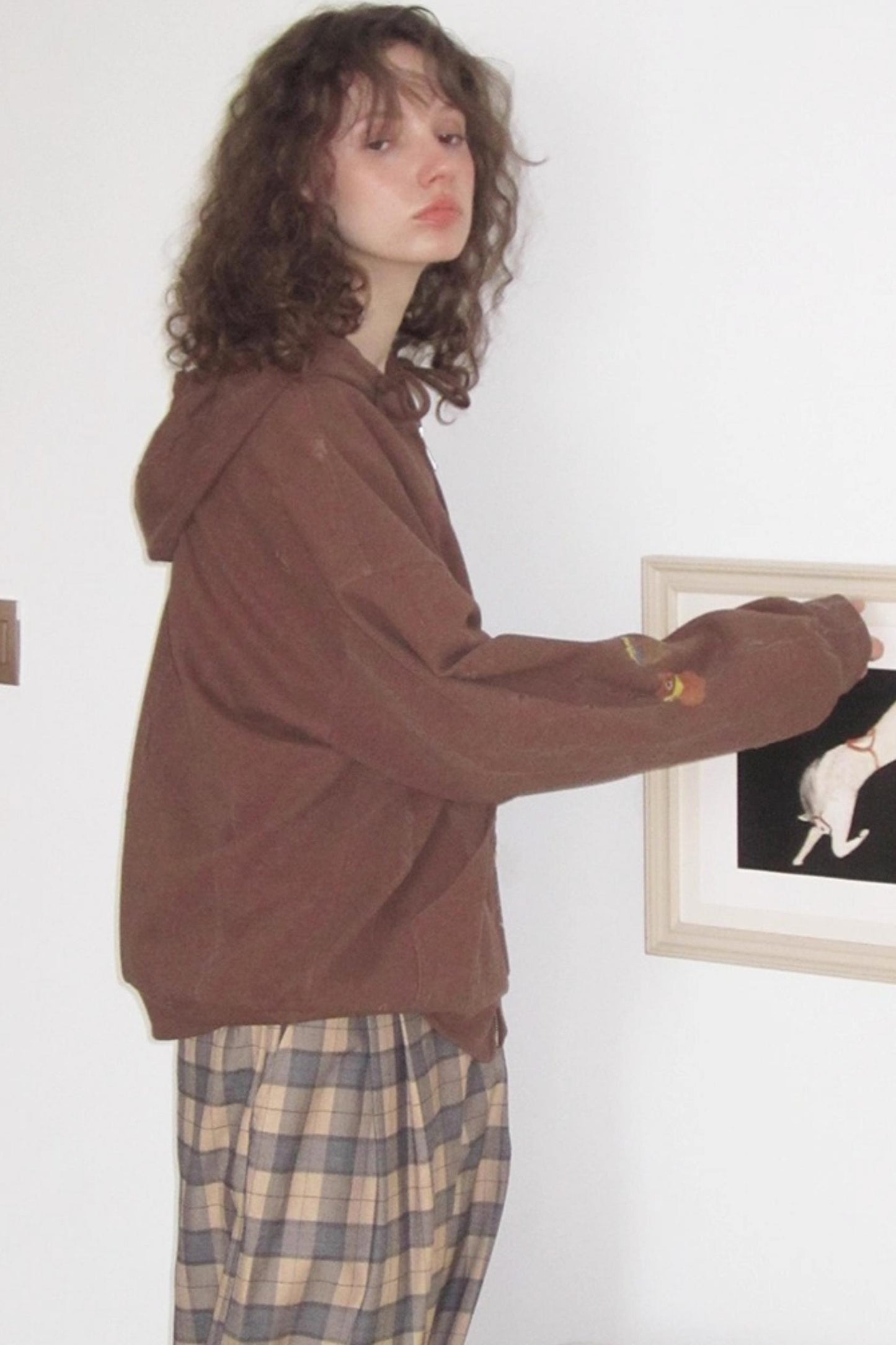 Ceramic Worn Craft Hooded Sweatshirt Coat