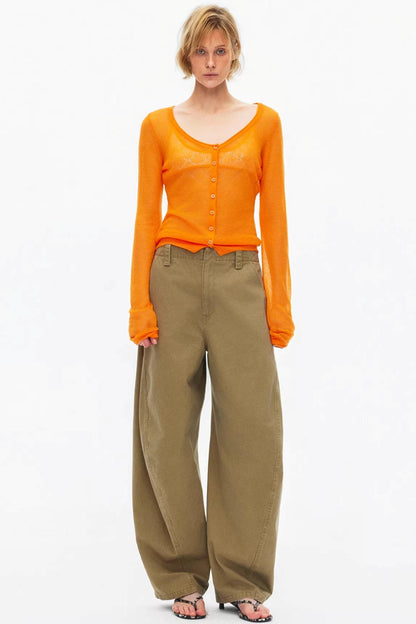 Silk Wool Hollow-Out Cardigan Top