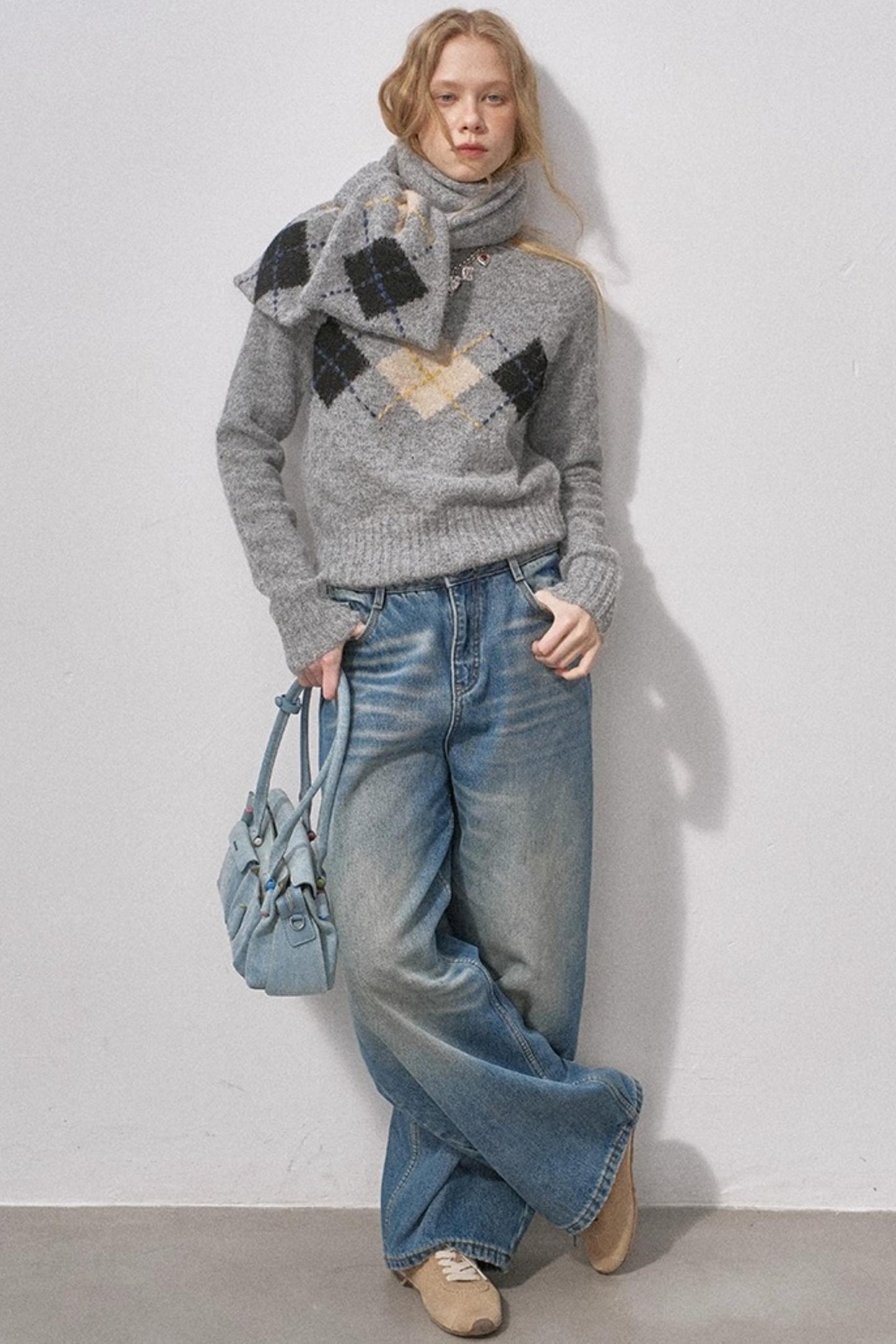 Retro Fleece-Lined Denim Pants