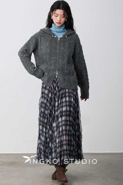 Blue Plaid Gauze Skirt