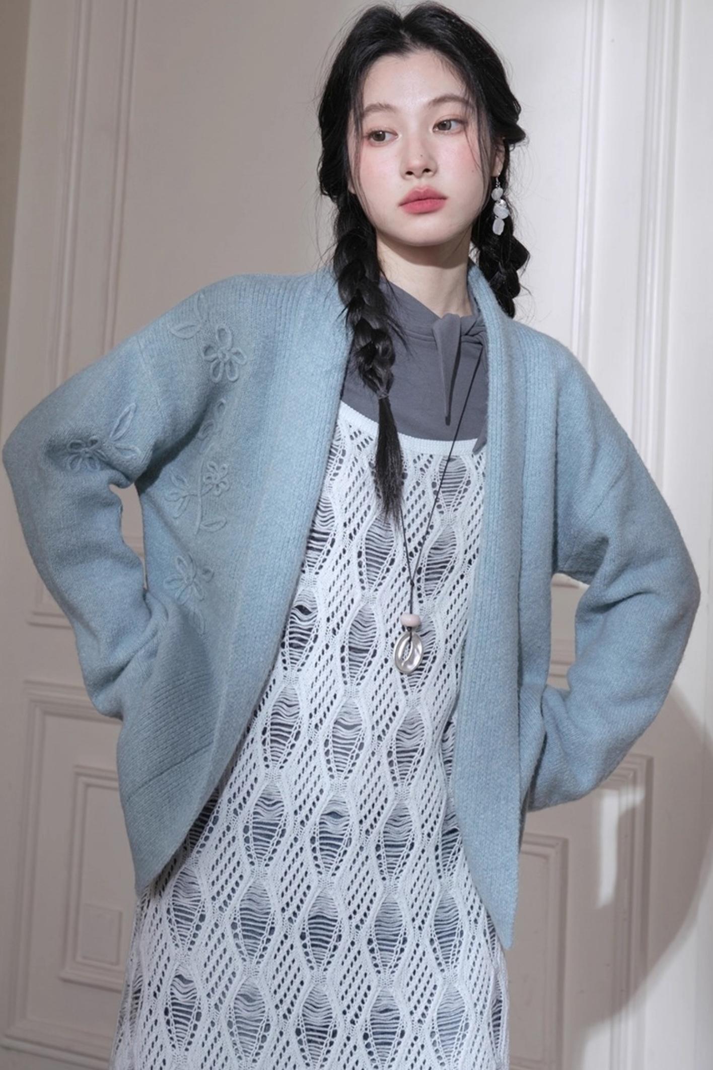 Hand-Cranked Jacquard Woolen Sweater Set