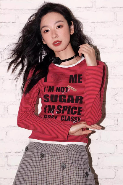 Slim Fit Long-Sleeve Striped Top