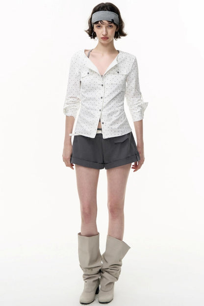 Retro Polka Dot Long Sleeve Shirt