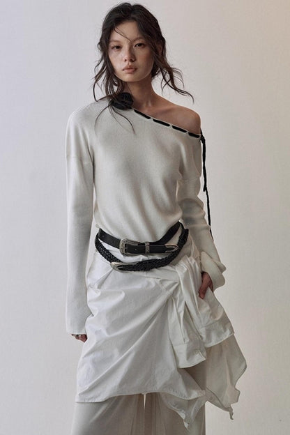 Rose Cross-Collar Knitwear