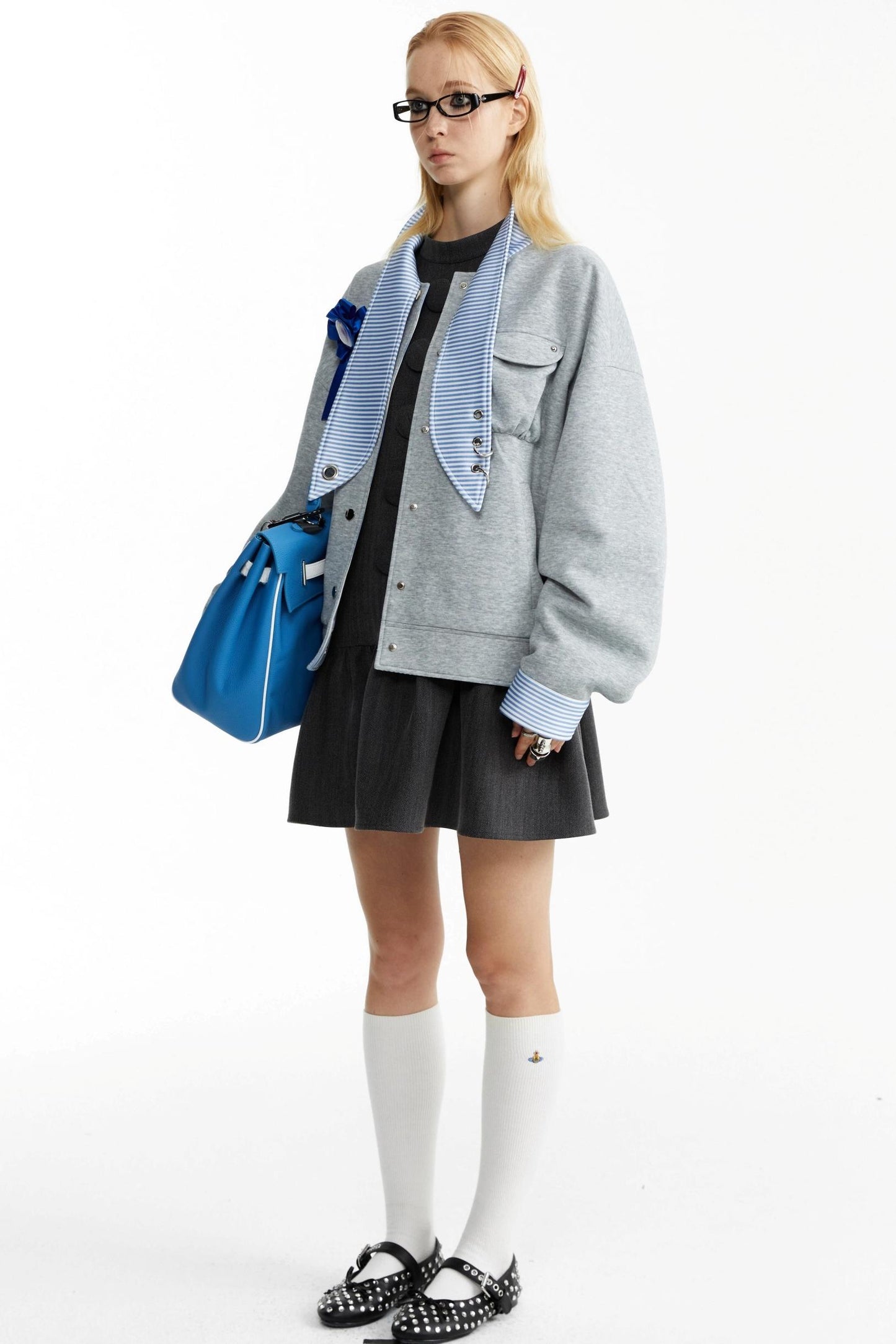 Dark Grey Large Button Dress