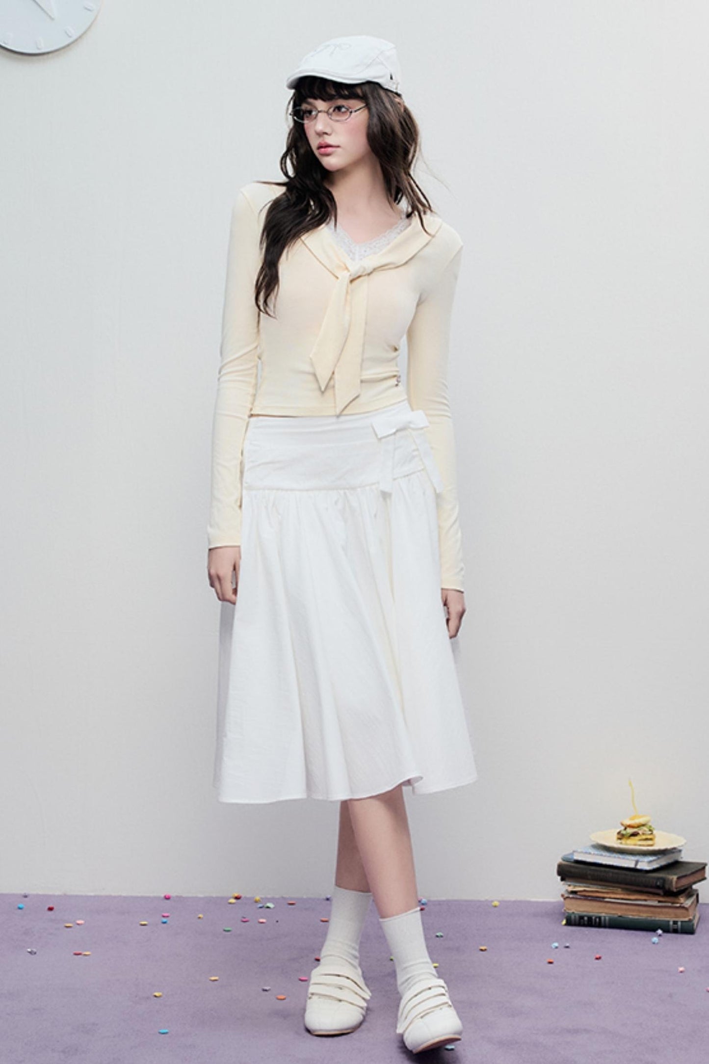 Spring Pleated Line Umbrella Skirt