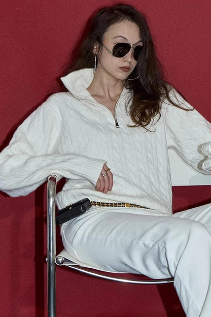 Three-Dimensional Cable Knit Sweater