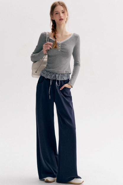 Romantic French V-Neck Knit T-Shirt