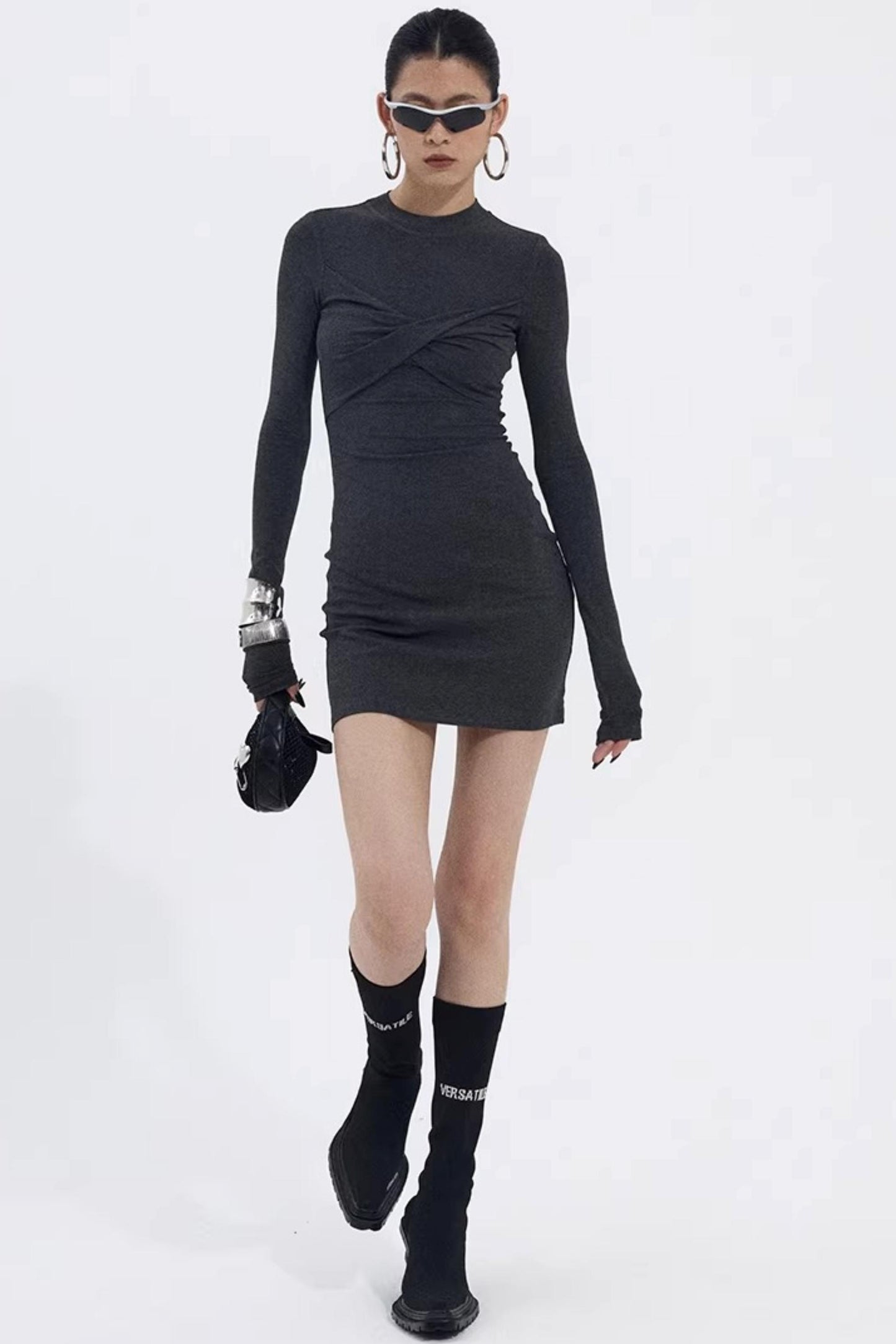 Asymmetrical Twist Bodycon Dress