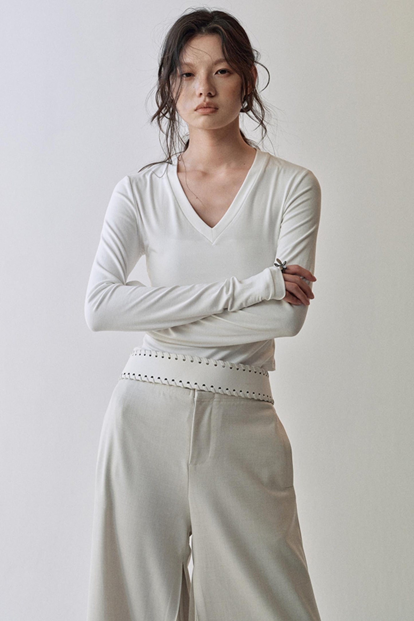 Elegant V Neck Flower T-Shirt